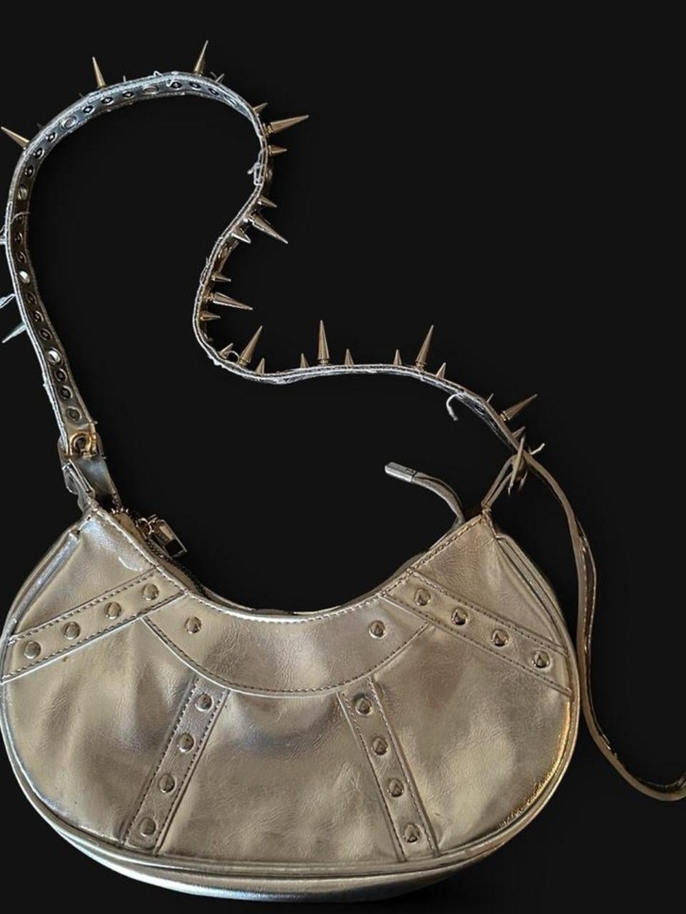 silver spike studded purse